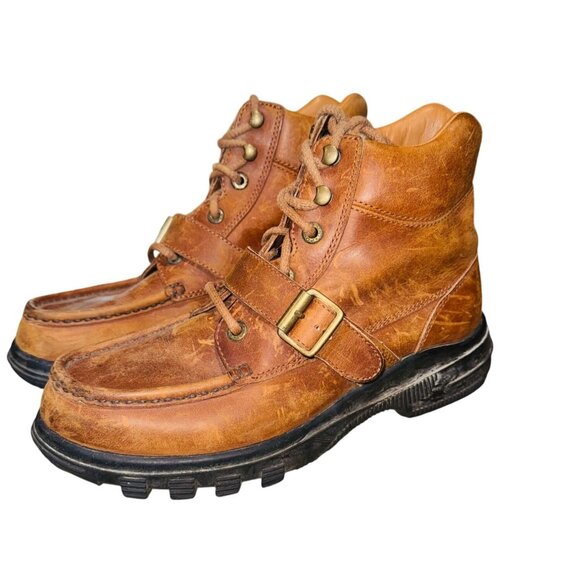 RALPH LAUREN MEN 10.5 POLO SPORT BUCKLE Leather Chukka Boots CASUAL MONEY Preppy main image 8